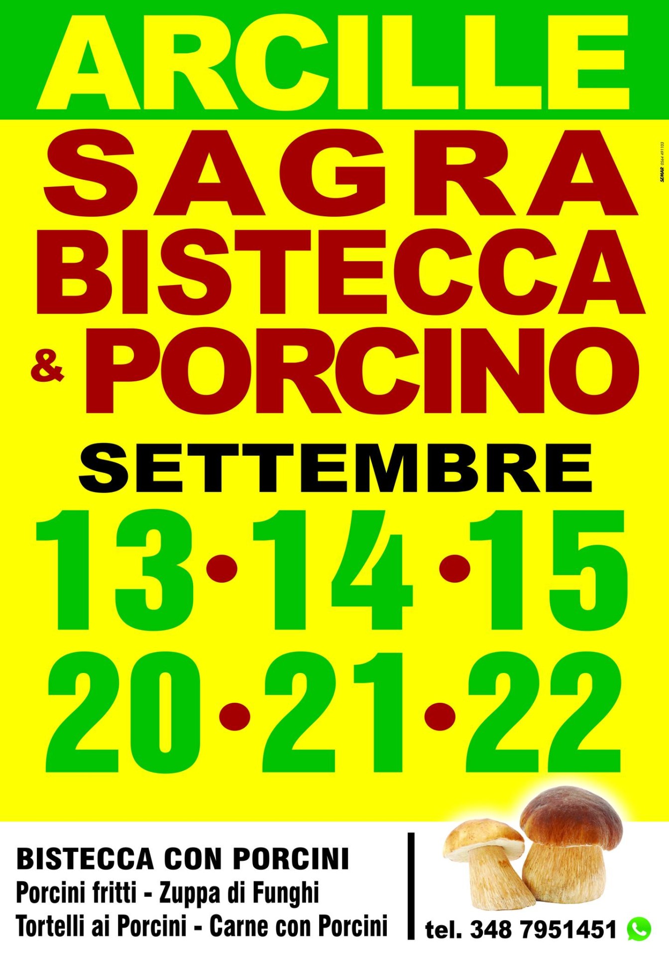 Locandina della Sagra del Porcino e del Maialino ad Arcille