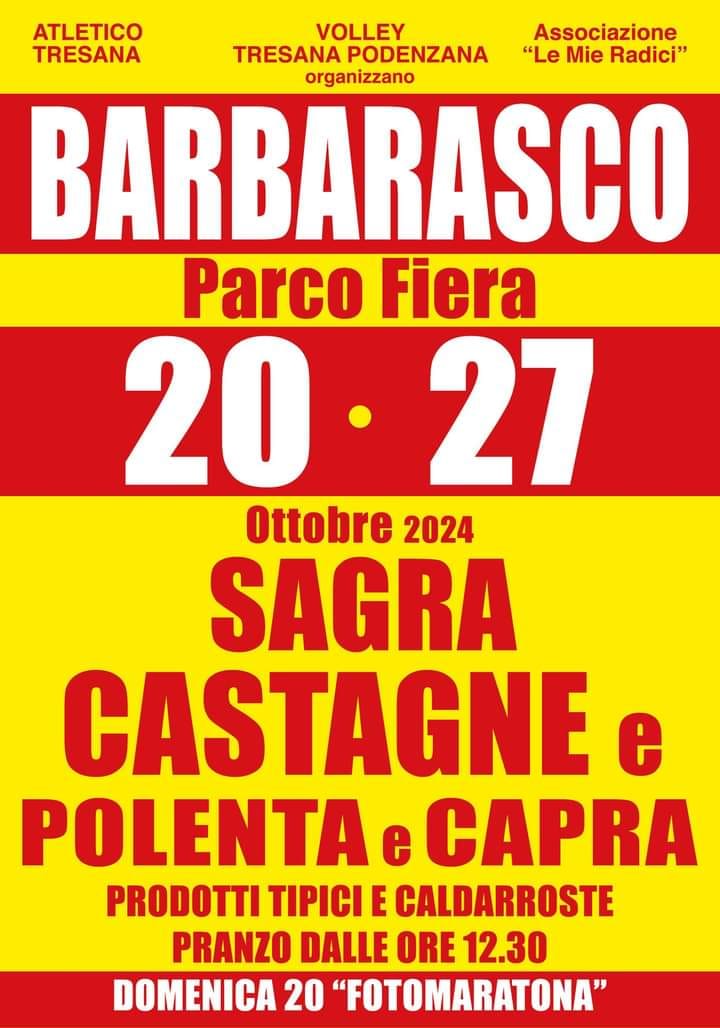 Locandina della Sagra della Castagna e polenta e capra a Barbarasco