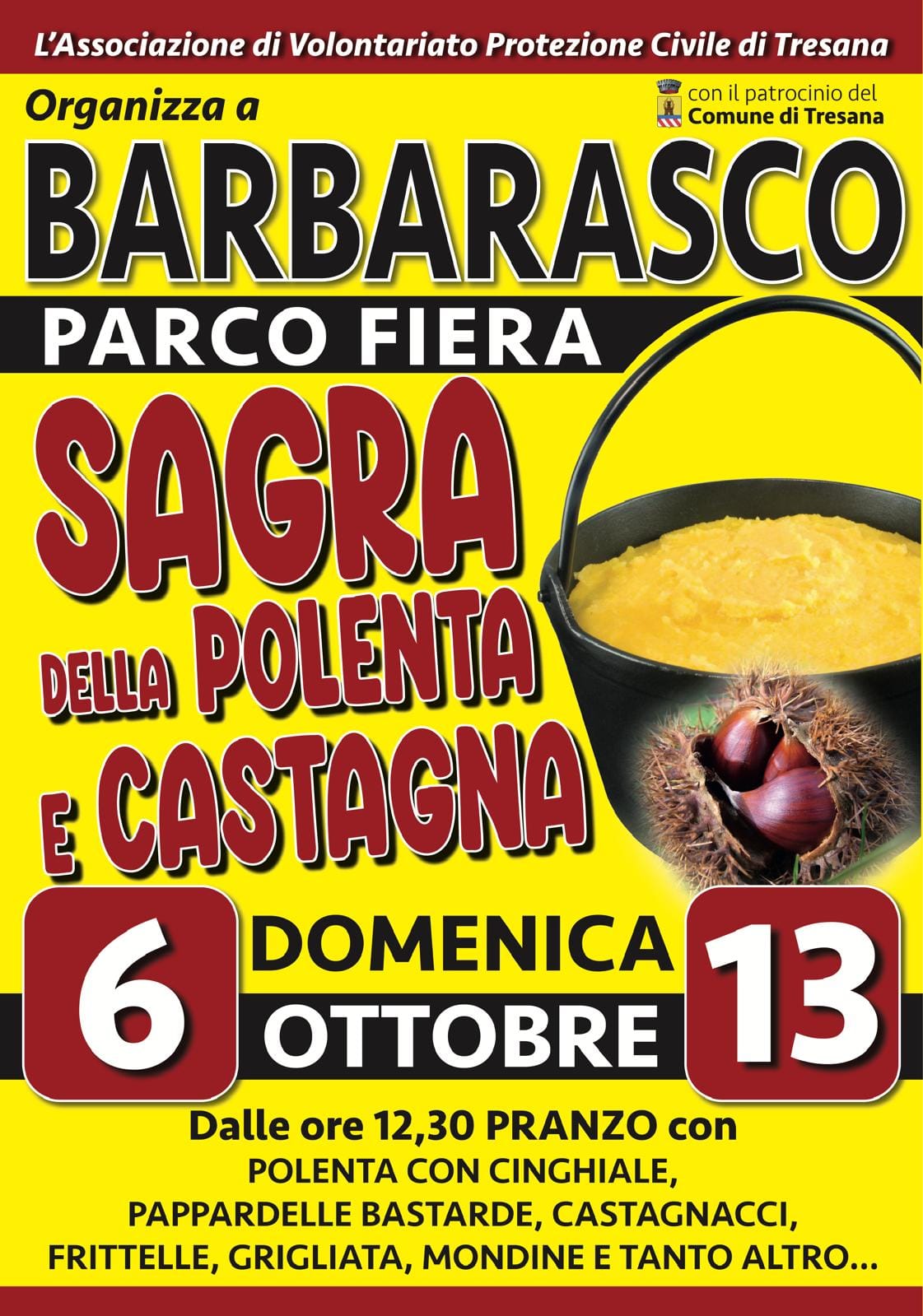 Locandina della Sagra della Polenta e Castagna a Barbarasco
