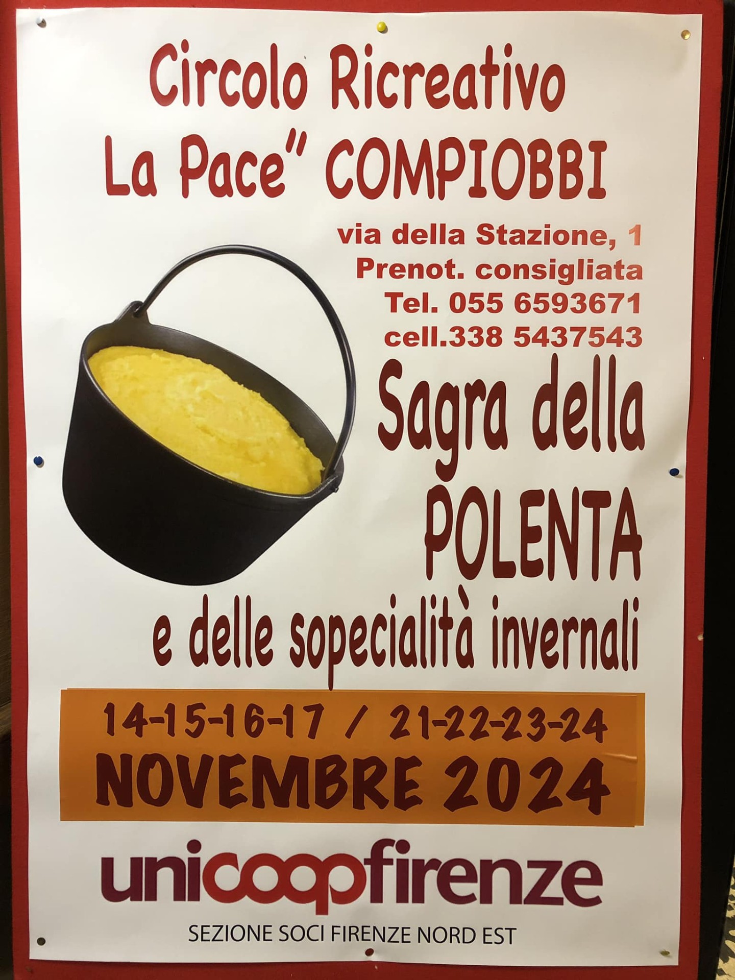 Locandina della Sagra della Polenta e delle specialità autunnali a Compiobbi, edizione del 2015