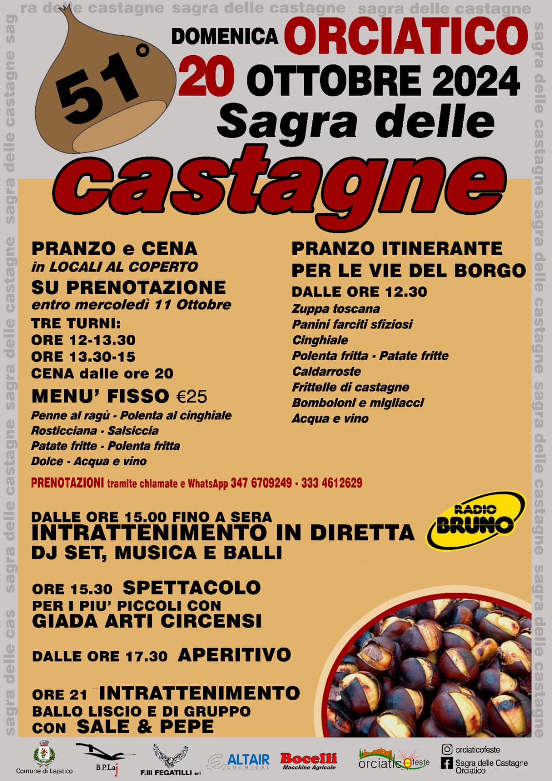 Locandina della Sagra delle Castagne a Orciatico