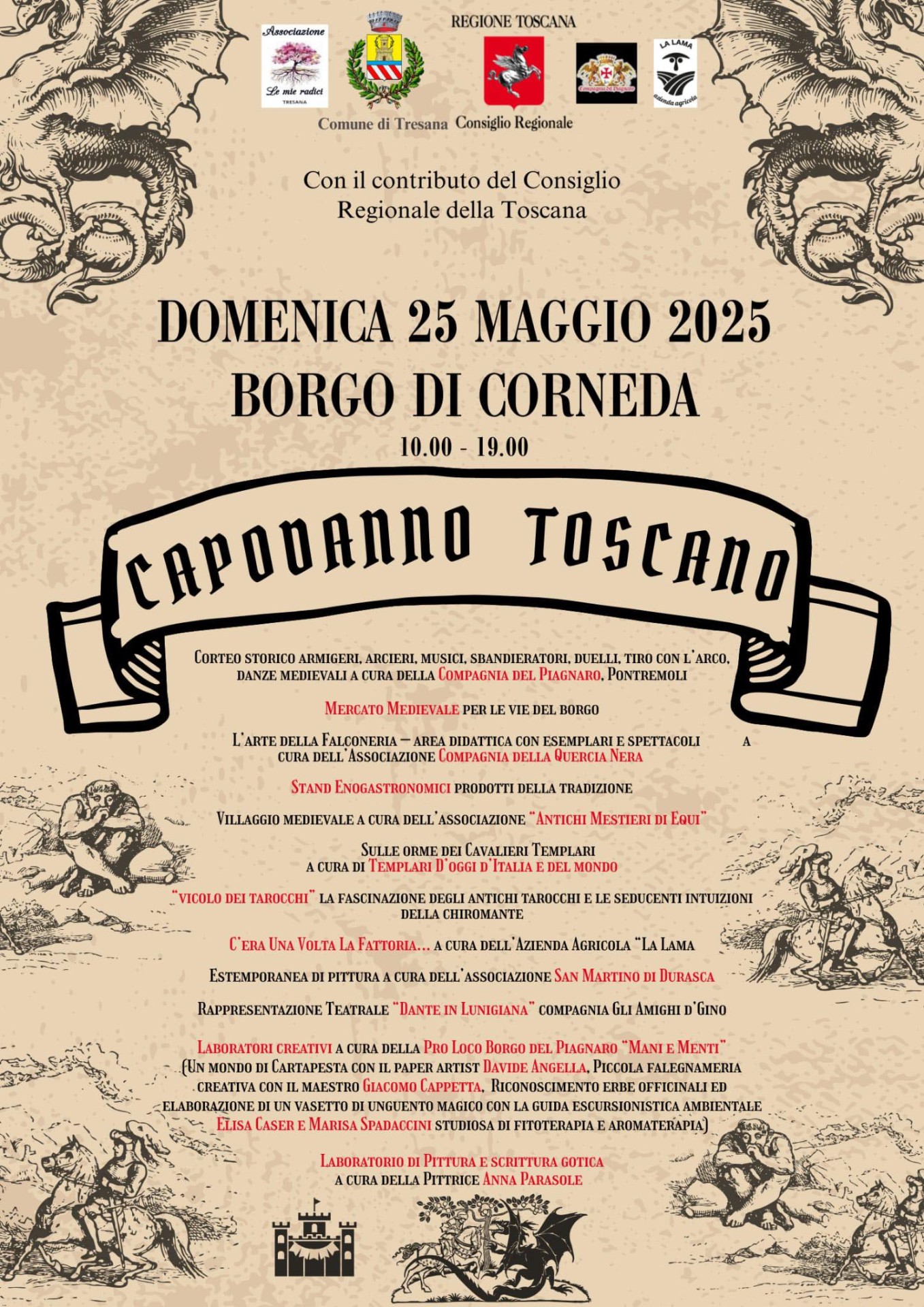 Locandina del Capodanno Toscano nel Borgo di Corneda (frazione di Tresana)