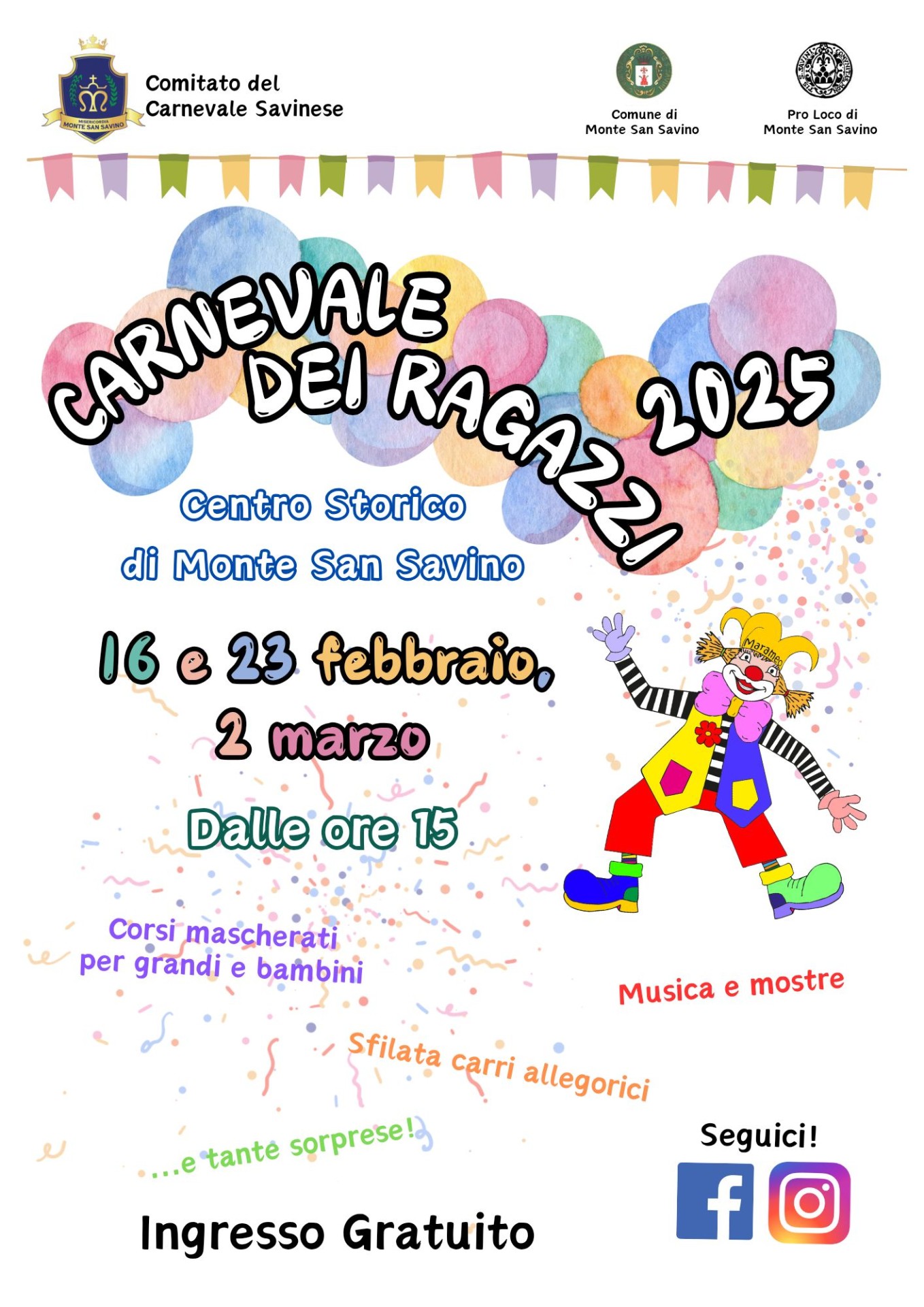 Locandina Carnevale dei ragazzi a Monte San Savino
