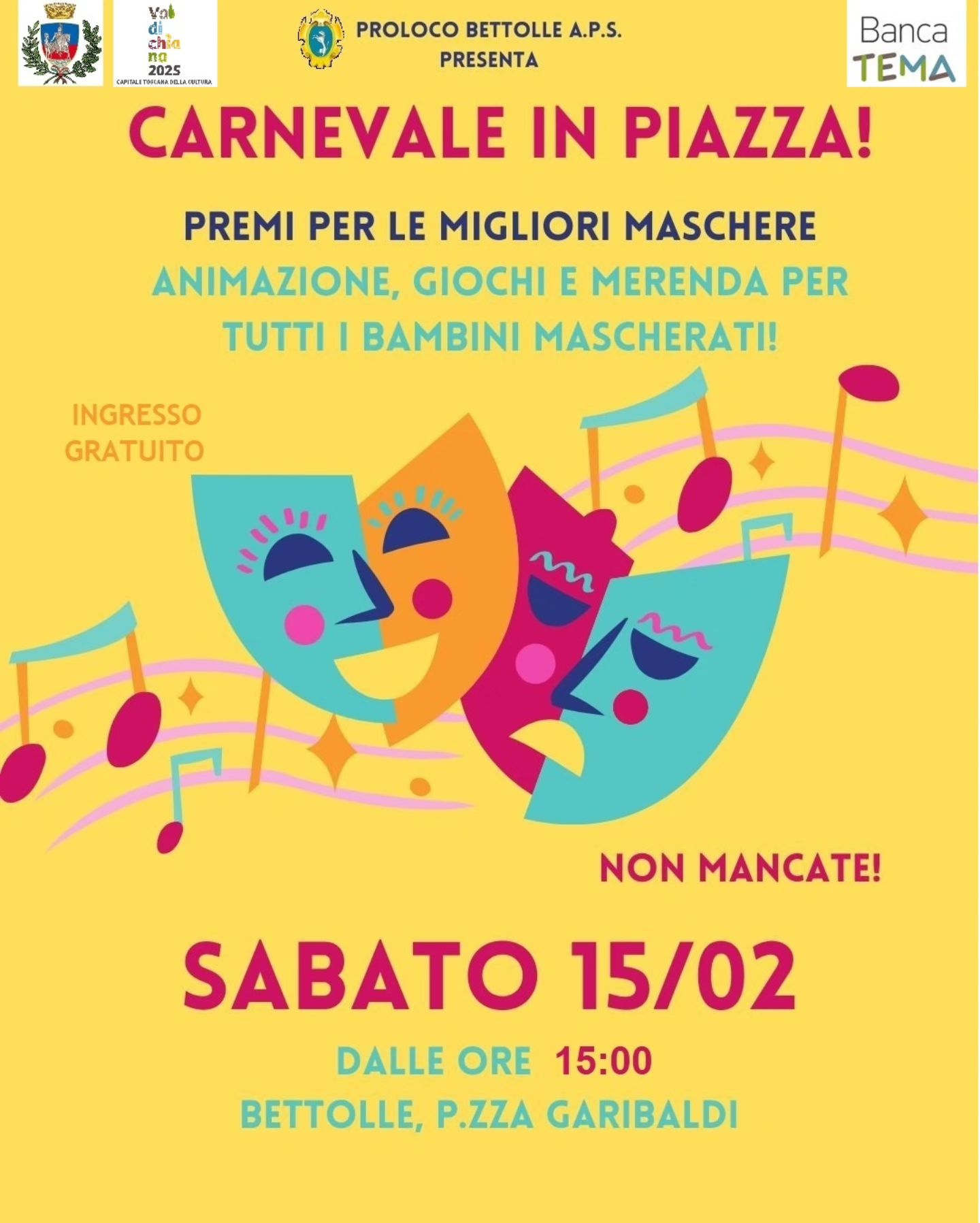 Locandina Carnevale di Bettolle a Sinalunga