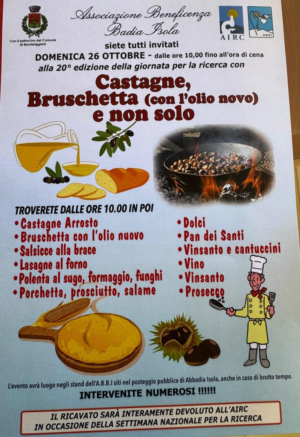 Castagne e bruschetta (con l’olio nuovo) e non solo