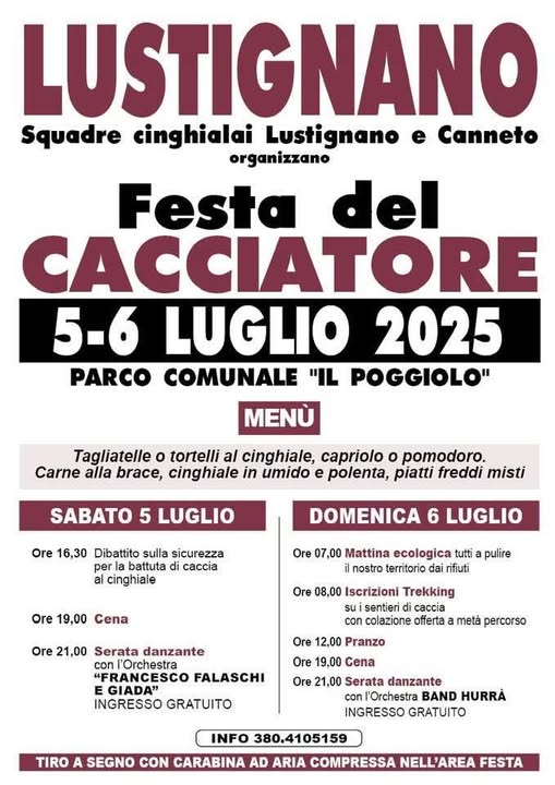 Locandina della Festa del Cacciatore a Lustignano