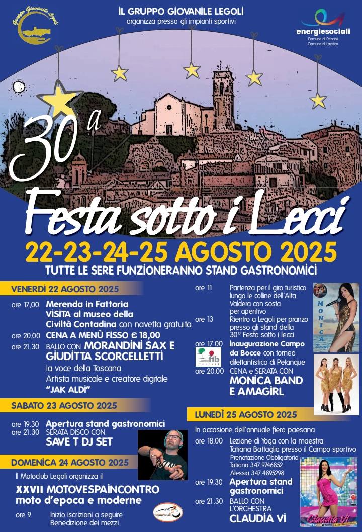 Locandina della Festa sotto i Lecci a Legoli