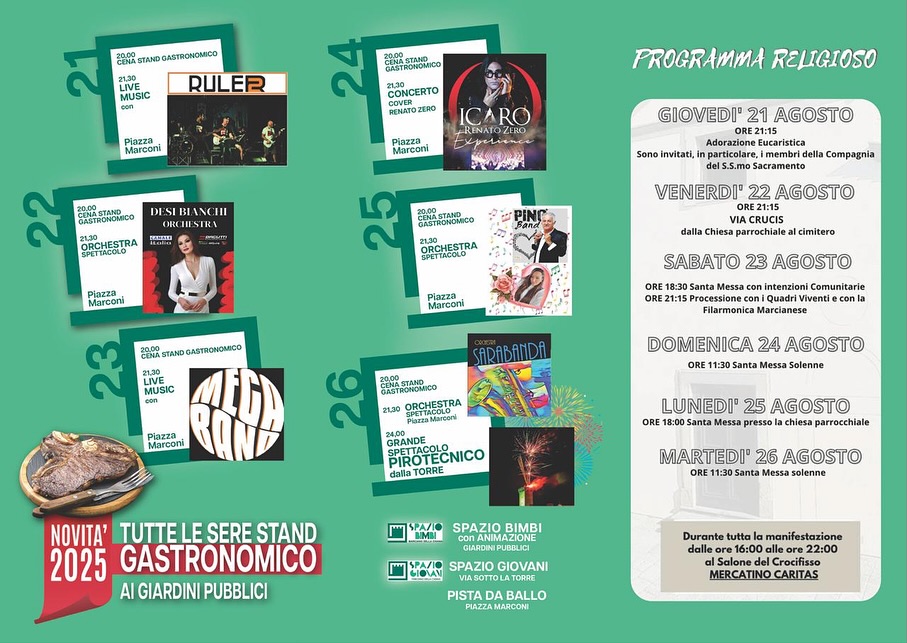 Programma della Festa del SS: Crocifisso a Marciano della Chiana (AR)