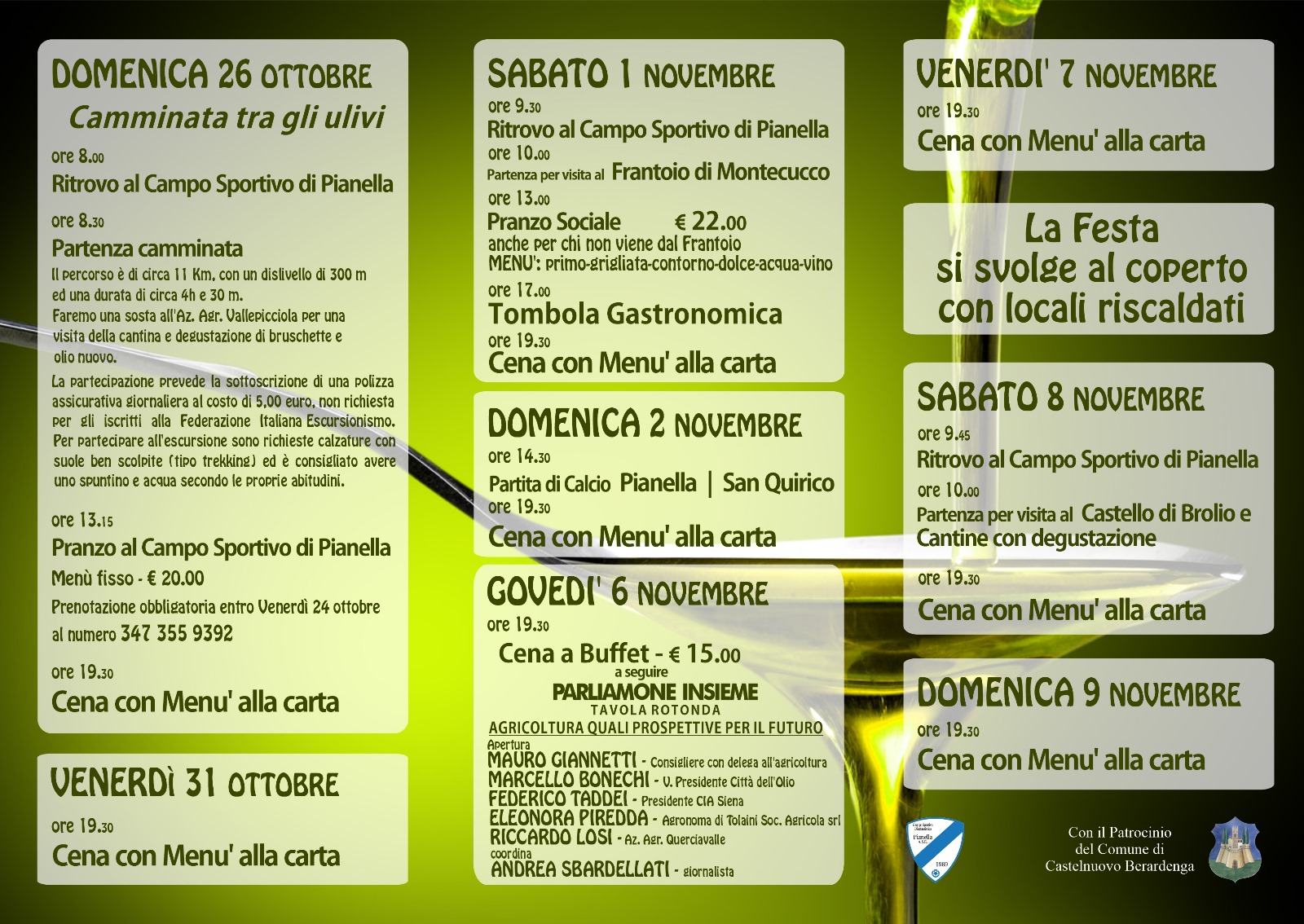 Locandina della Festa dell’Olio Novo a Pianella (Castelnuovo Berardenga, SI)