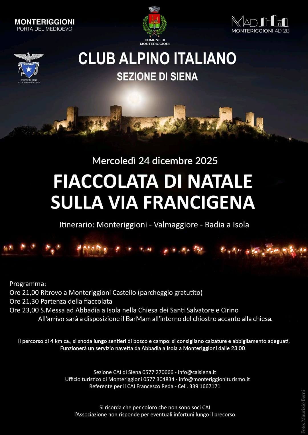 Fiaccolata di Natale sulla via Francigena