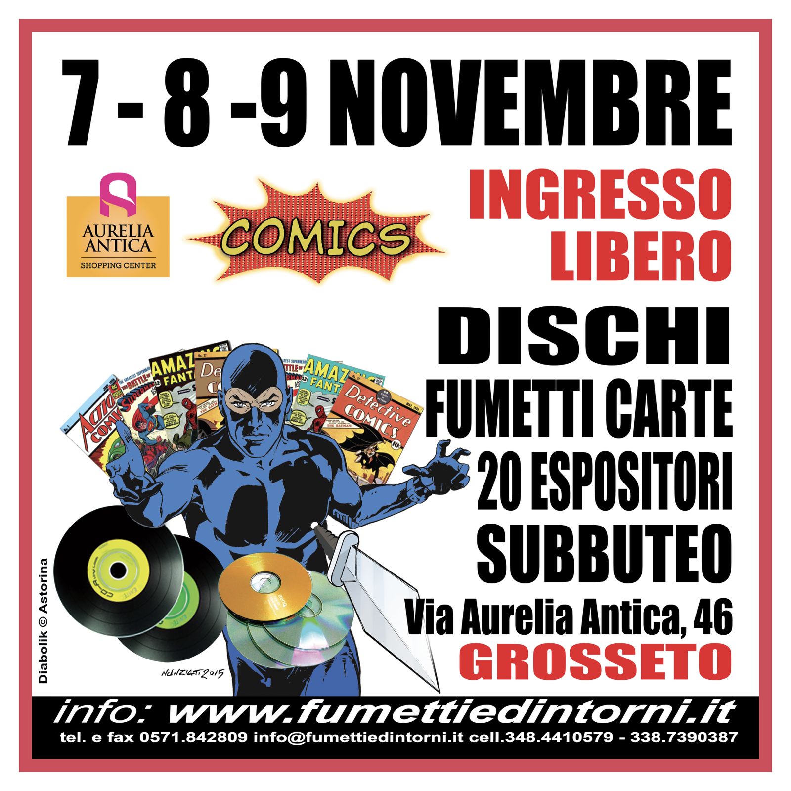 Locandina della Fiera del Disco, Fumetti, Subbuteo e Figurine a Grosseto
