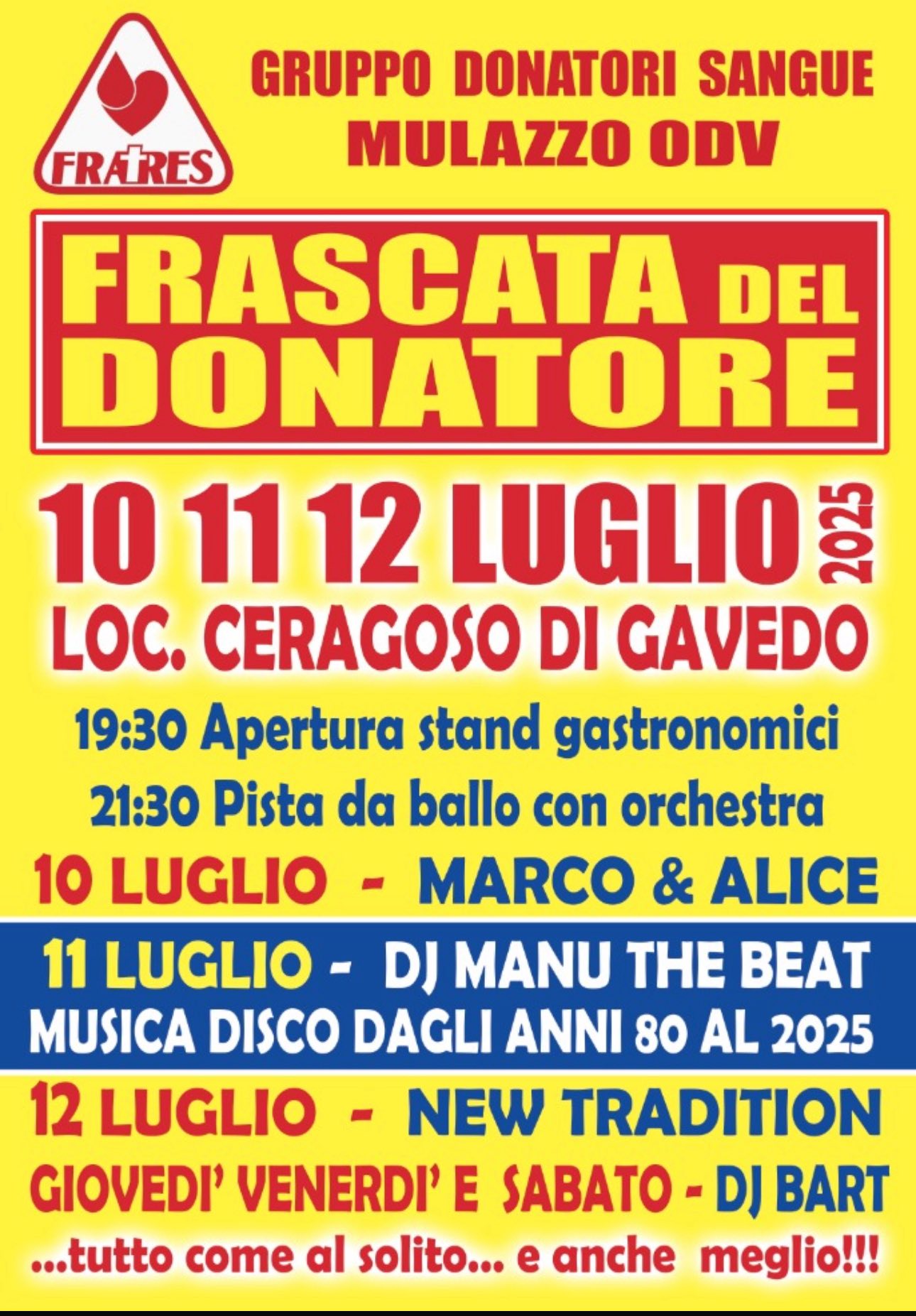 Locandina Frascata del Donatore a Mulazzo