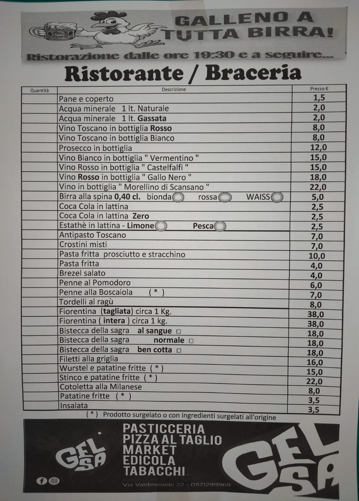 Menù Galleno a Tutta Birra edizione Luglio