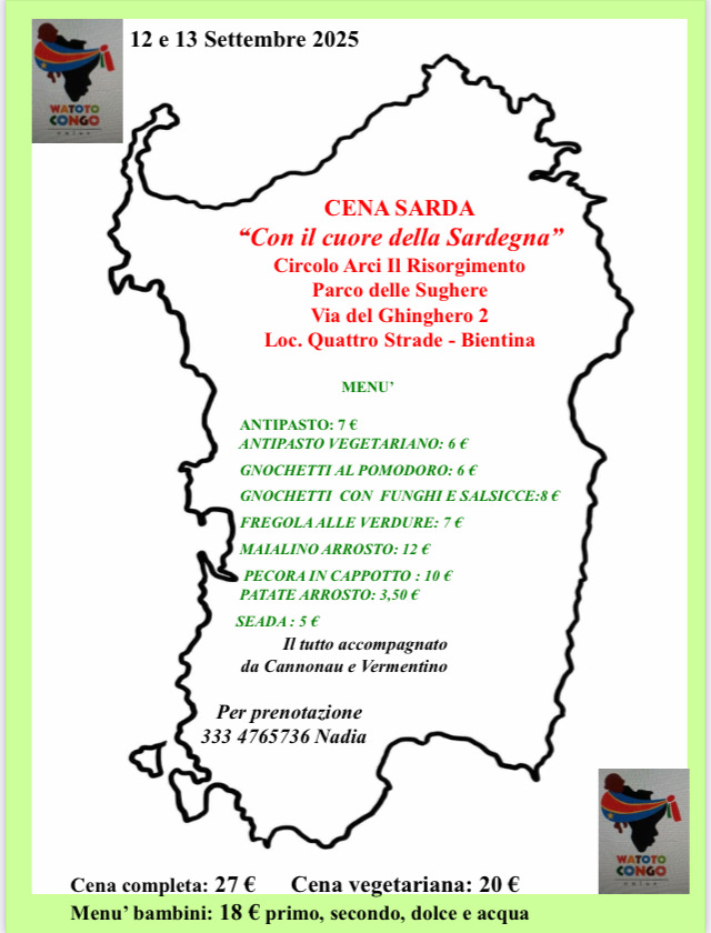 menu cena sarda a Bientina