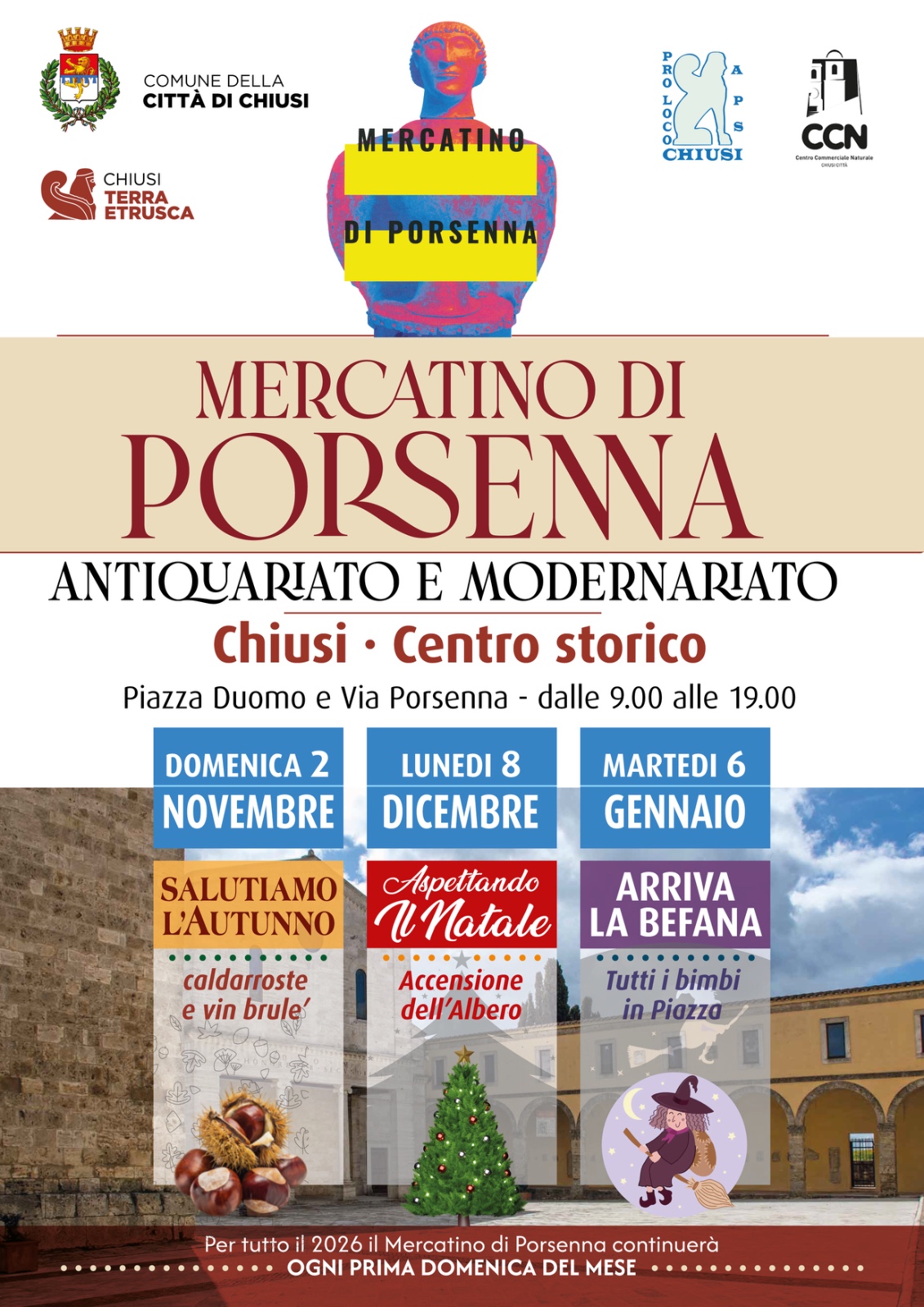 Locandina del Mercatino di Porsenna a Chiusi (SI)