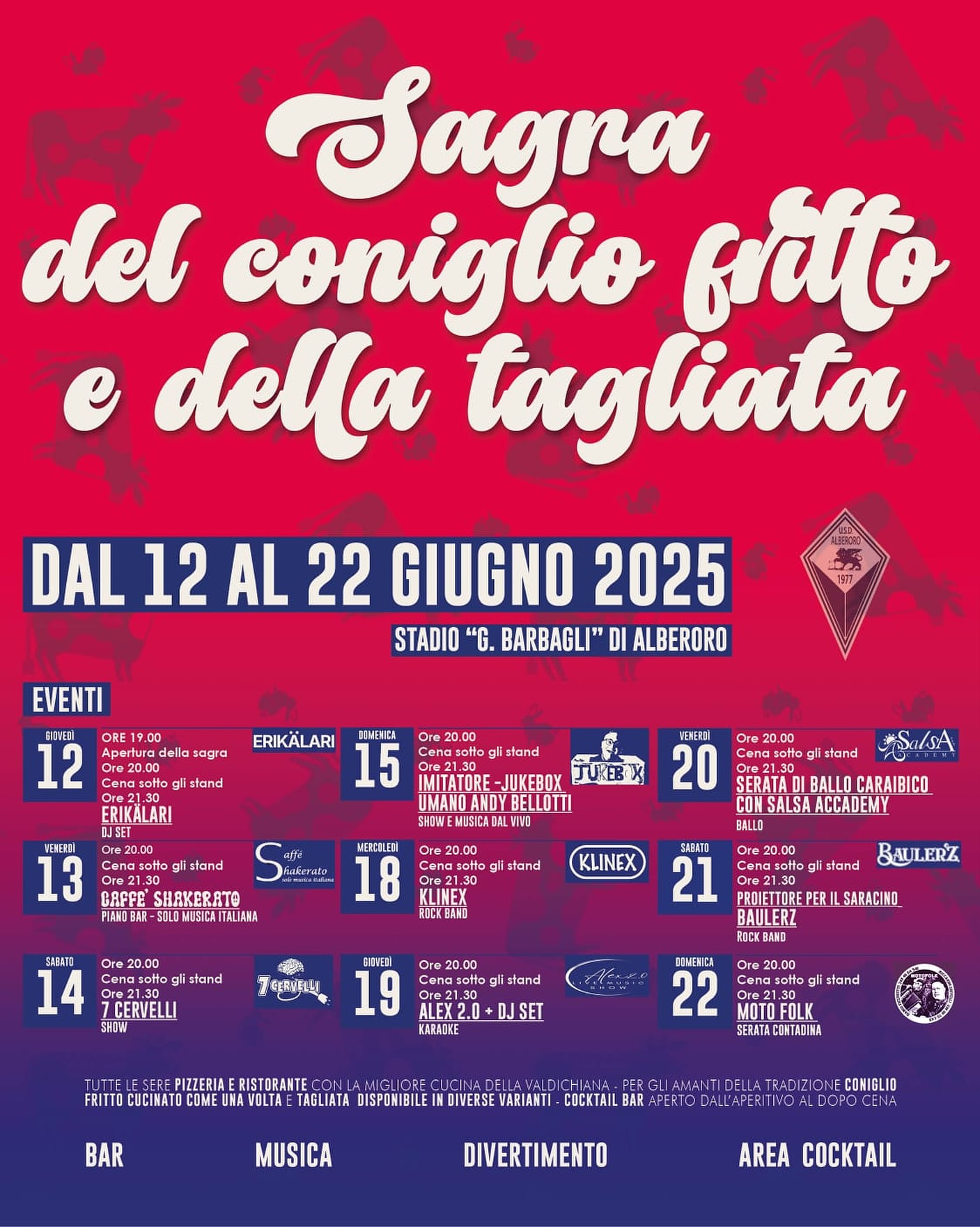 Locandina Sagra del coniglio fritto e della tagliata ad Alberoro