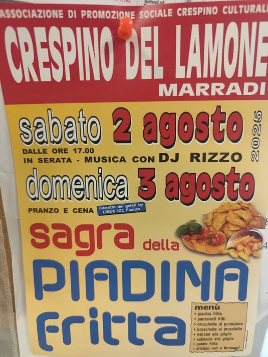 Locandina della Sagra della Piadina Fritta a Crespino Del Lamone