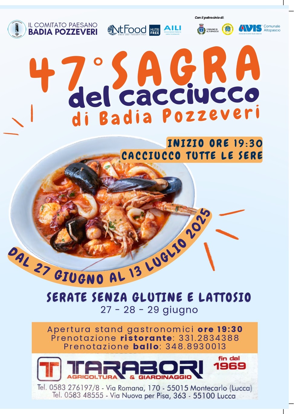 Locandina della Sagra del Cacciucco a Badia Pozzeveri (Altopascio, LU)
