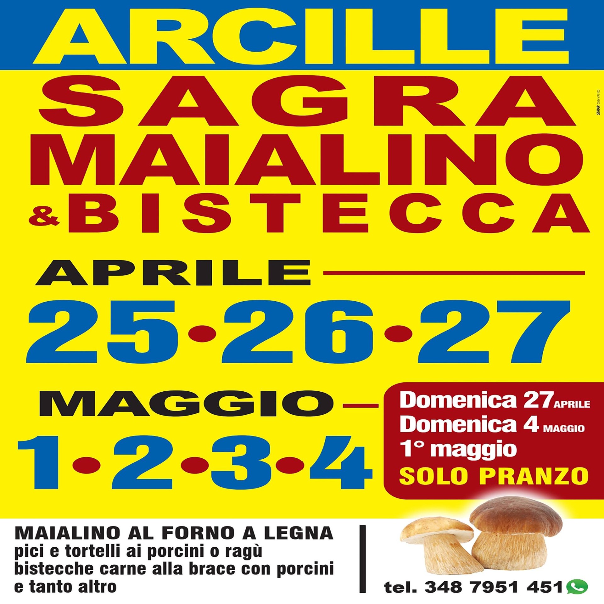 Locandina della Sagra del Maialino e della bistecca ad Arcille