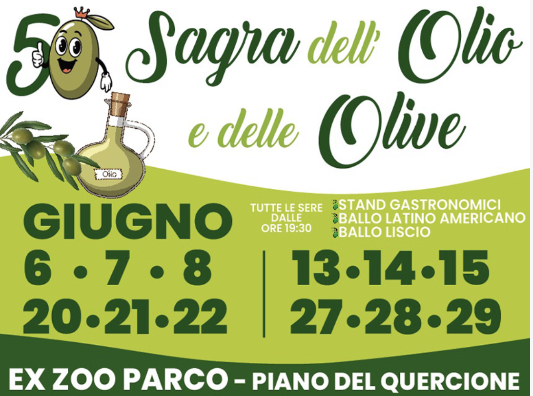 Locandina della Sagra dell’olio e delle olive a Piano del Quercione (Massarosa, LU)
