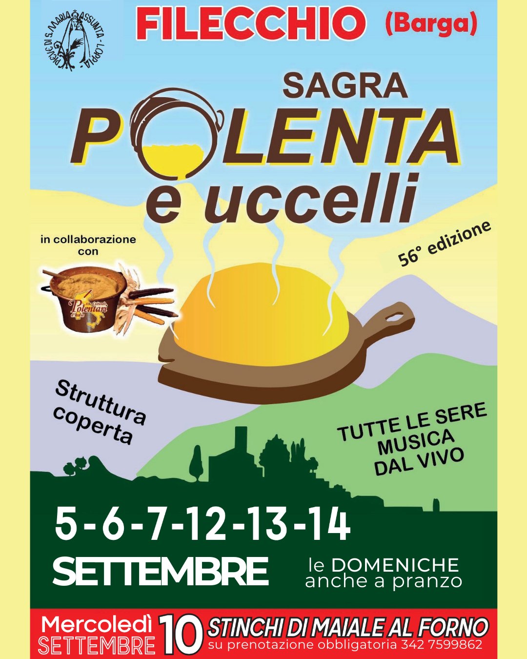 Locandina della Sagra Polenta e Uccelli a Filecchio