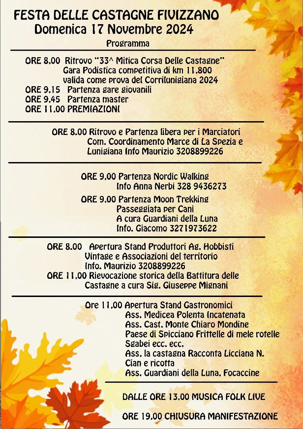 Programma Festa della Castagna a Fivizzano
