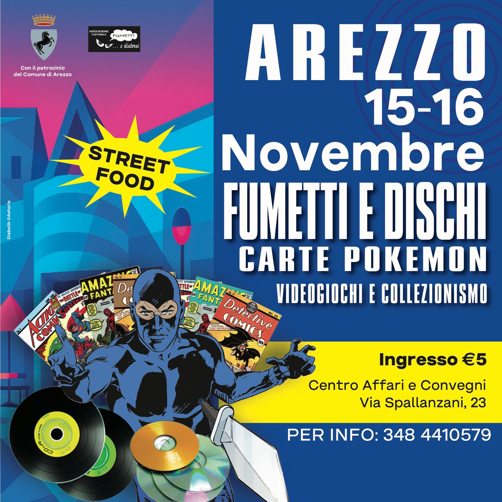 Locandina della Fiera del Vinile, del Fumetto e del Collezionismo ad Arezzo