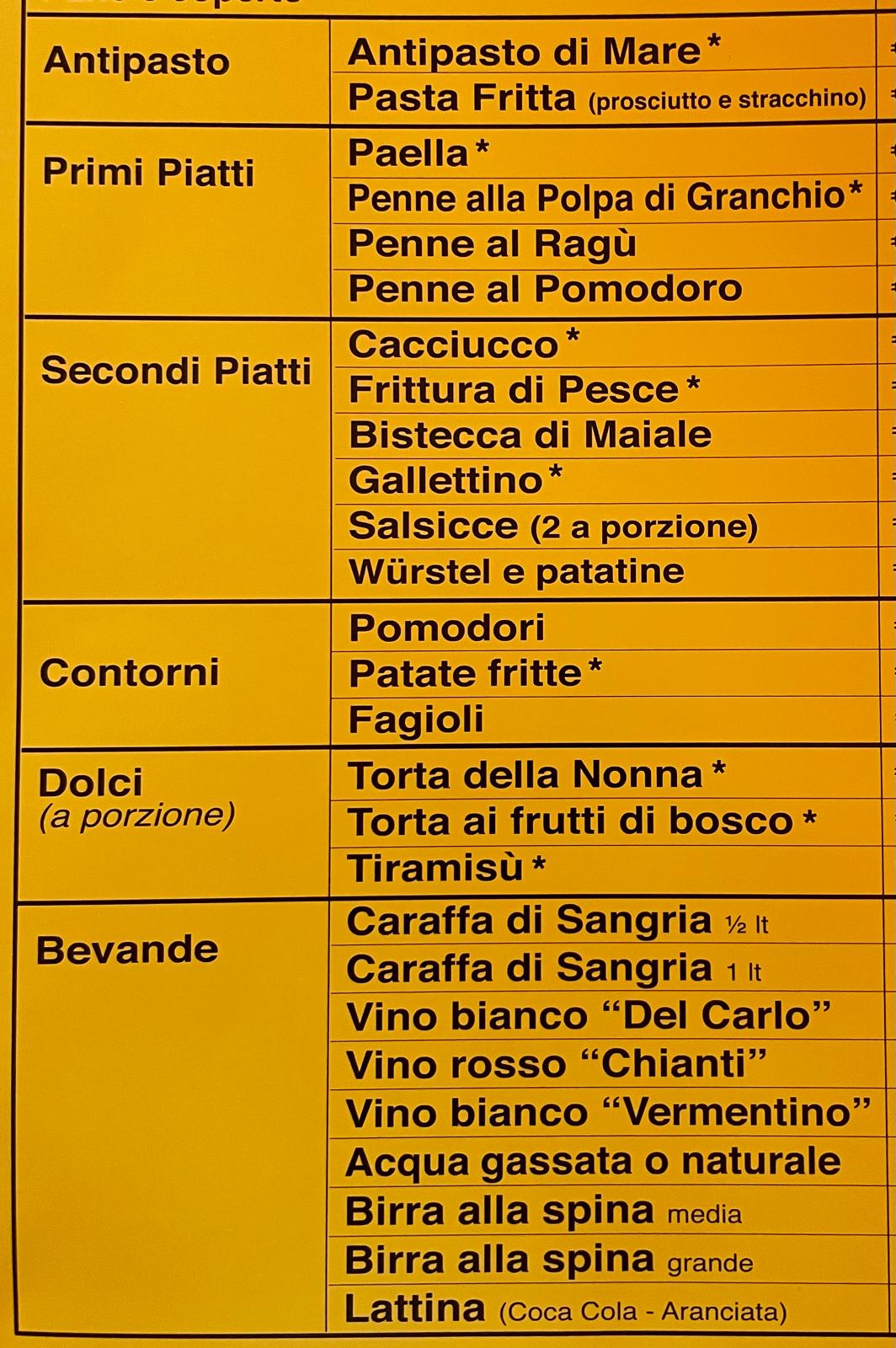 menù sagra della paella e sangria