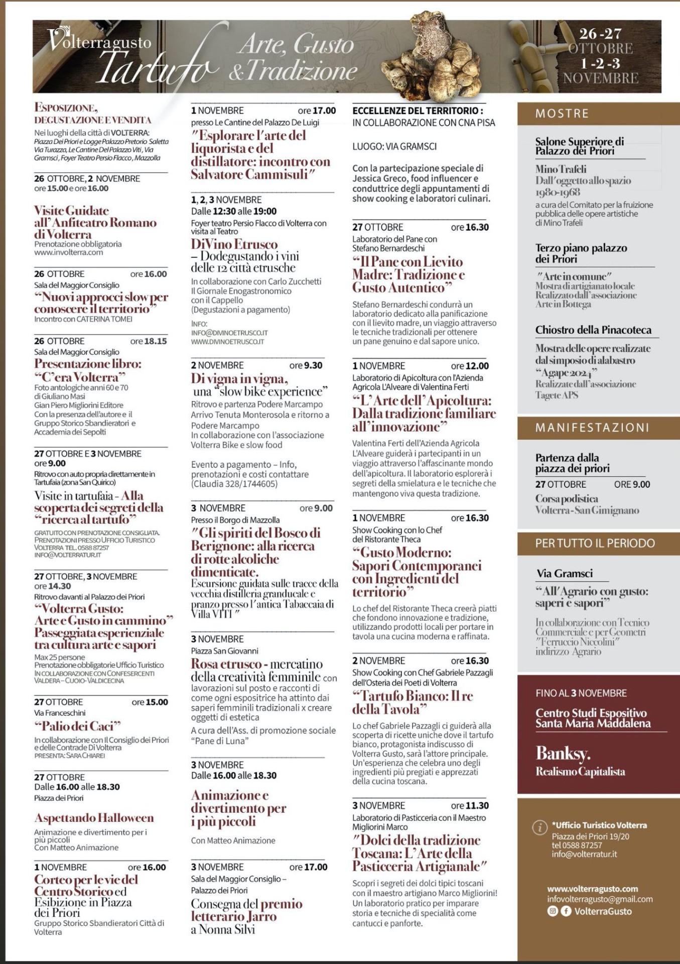 Programma Volterragusto - Mostra Mercato del Tartufo Bianco e dei Prodotti Tipici dell'Alta Val di Cecina