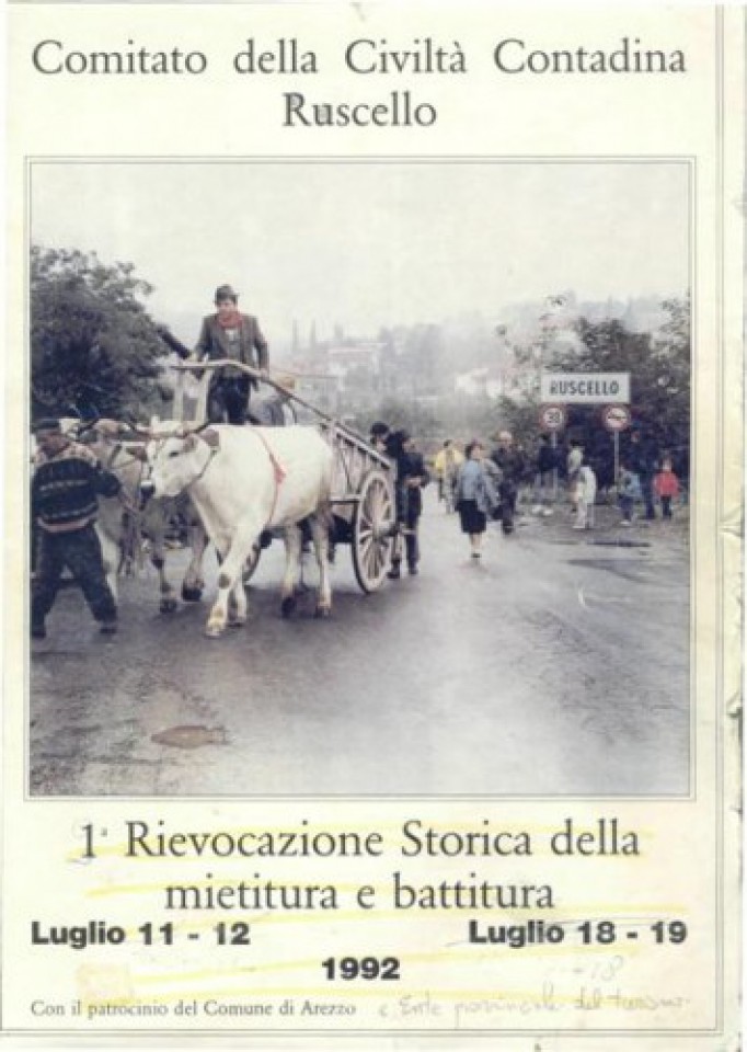 Locandina della prima edizione della Rievocazione Storica della Mietitura e Battitura del Grano a Ruscello