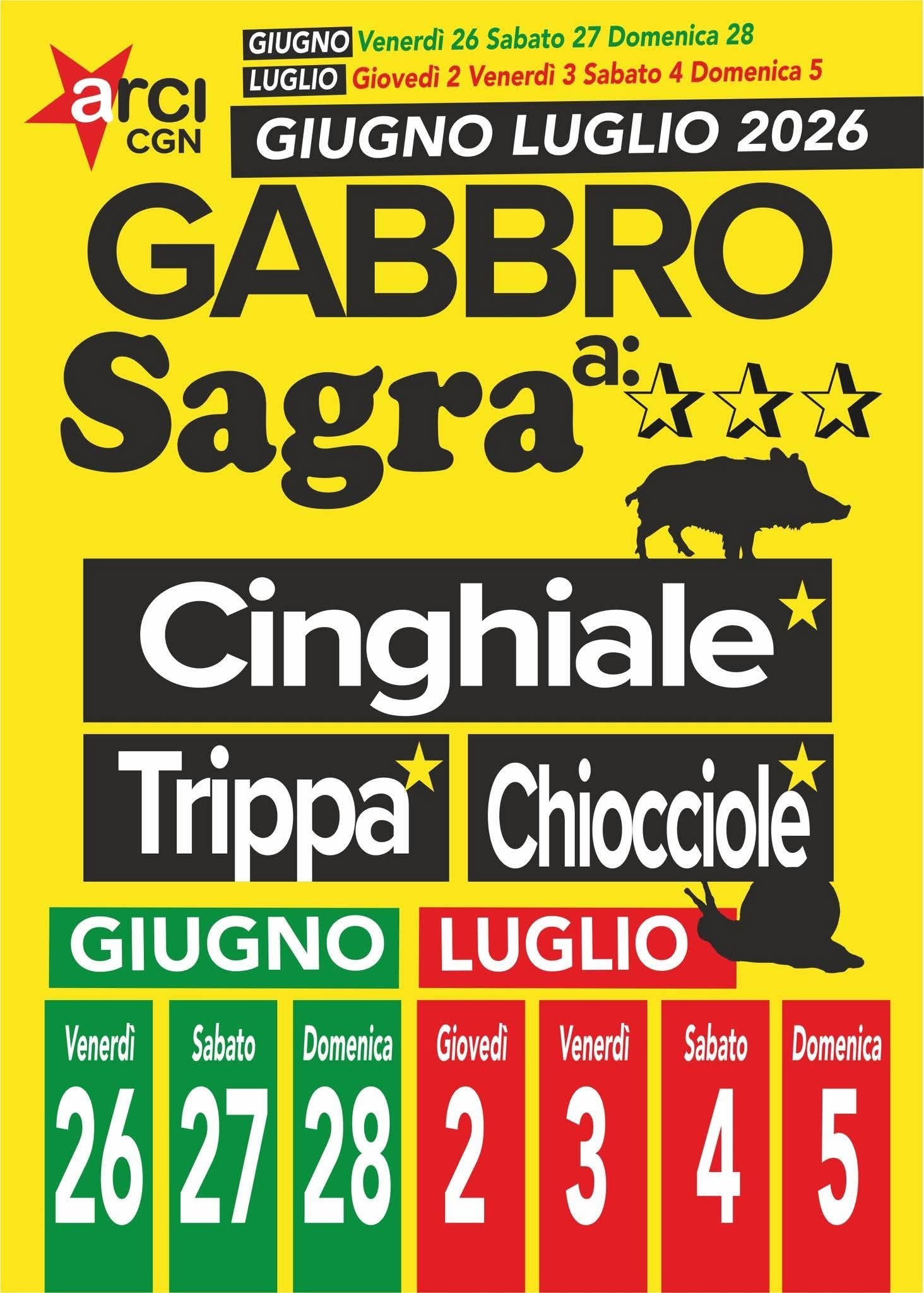 Sagra a Tre Stelle Cinghiale, Trippa e Chiocciole